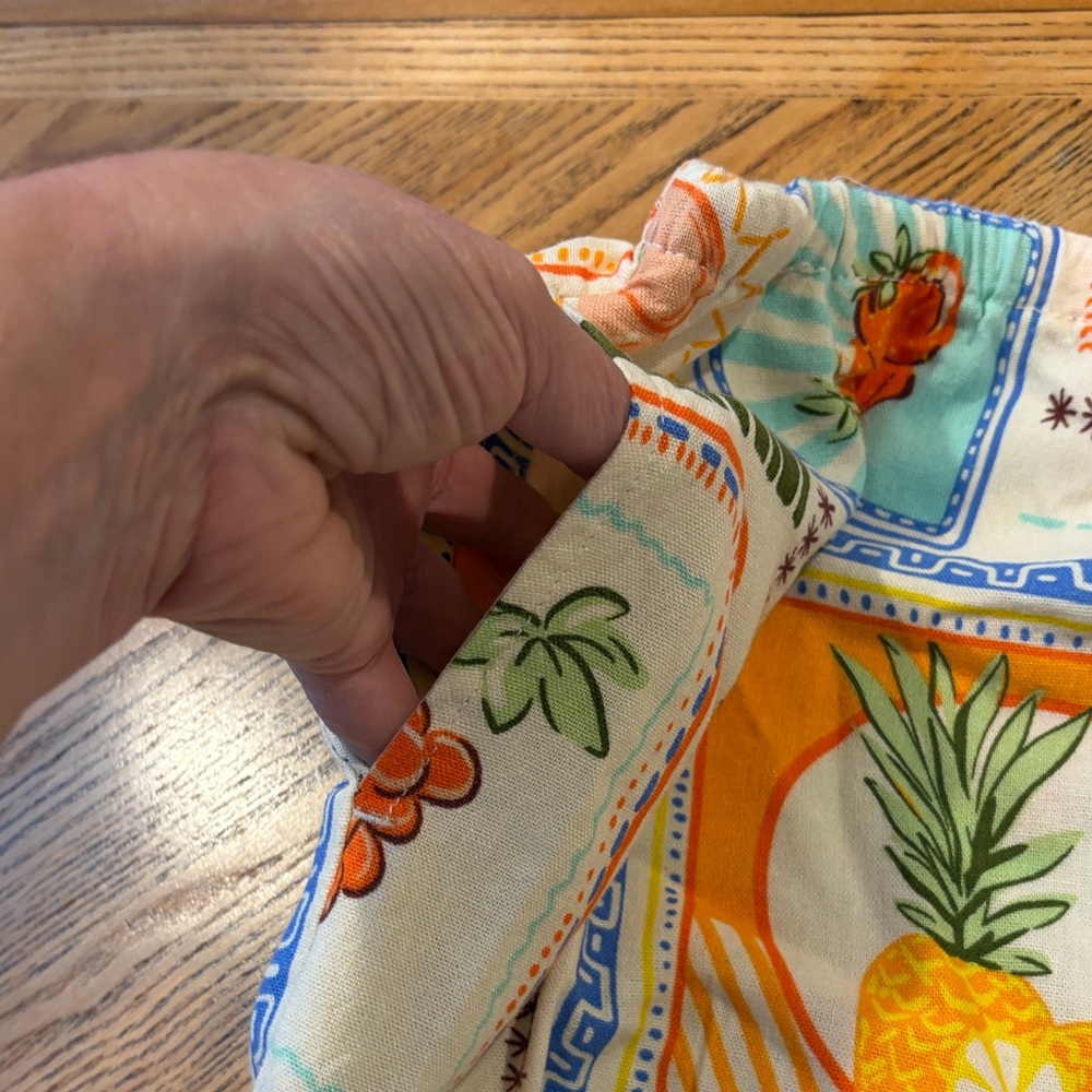 Sweet Hearts Los Angeles XL Linen Blend Colorful Fruit Print Top Vest Pant Set - Picture 14 of 16
